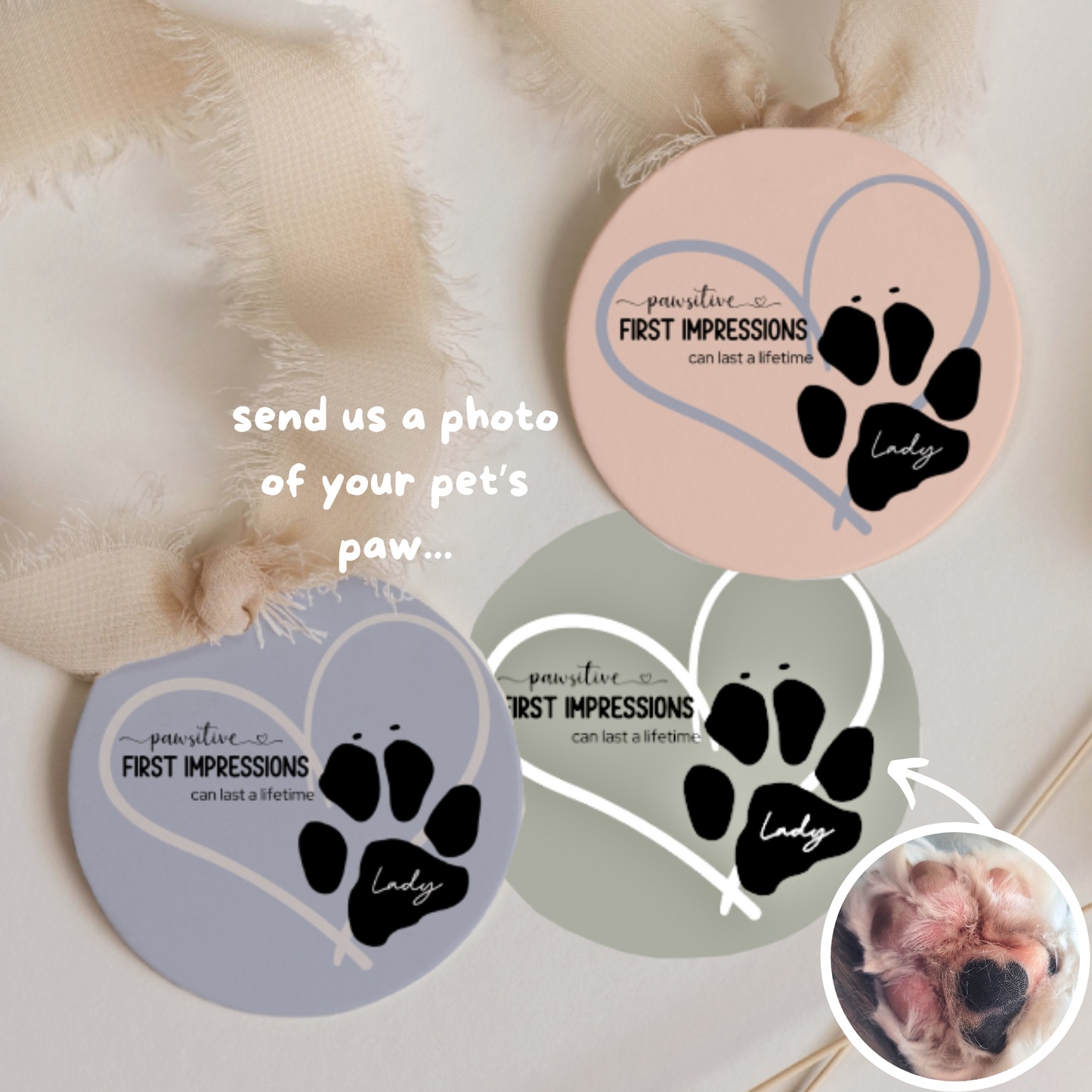 Pegatinas personalizadas con huellas digitales de patas – Color blanco