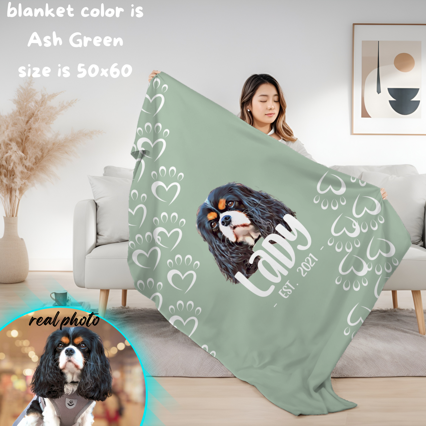 Custom Plush Blanket with Picture – Alice Blue