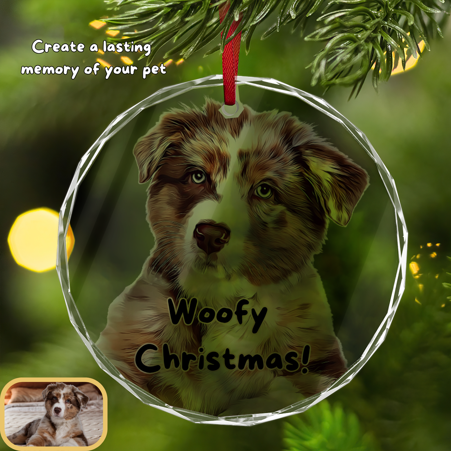 Custom Glass Christmas Ornament With Your Pet Photo