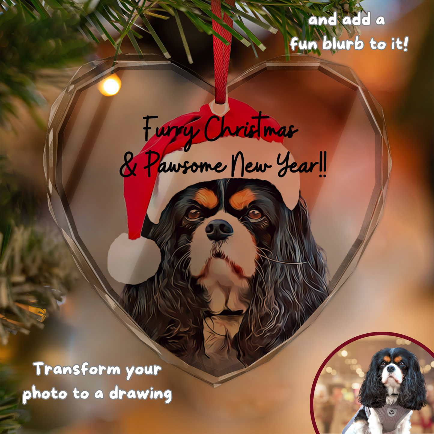 Custom Glass Christmas Ornament With Your Pet Photo