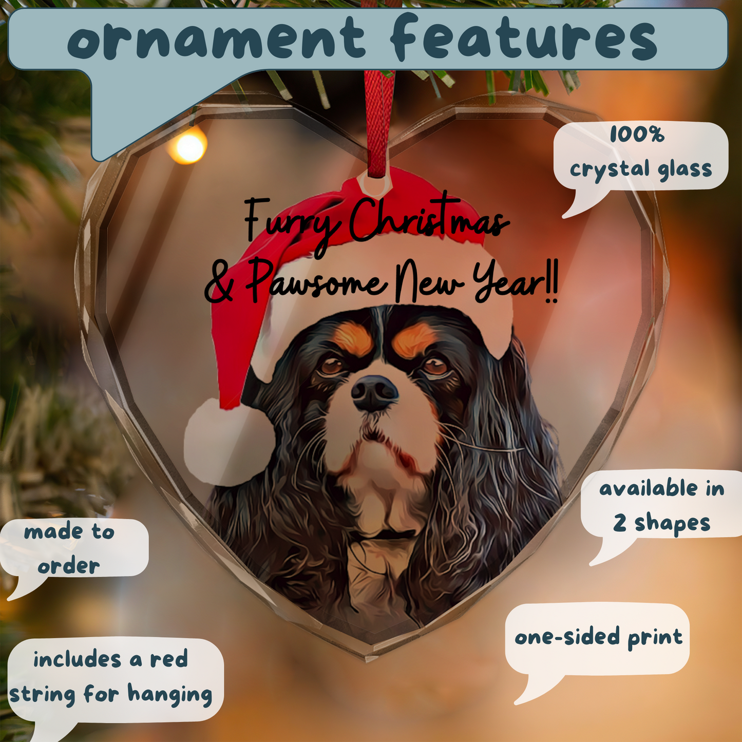 Custom Glass Christmas Ornament With Your Pet Photo