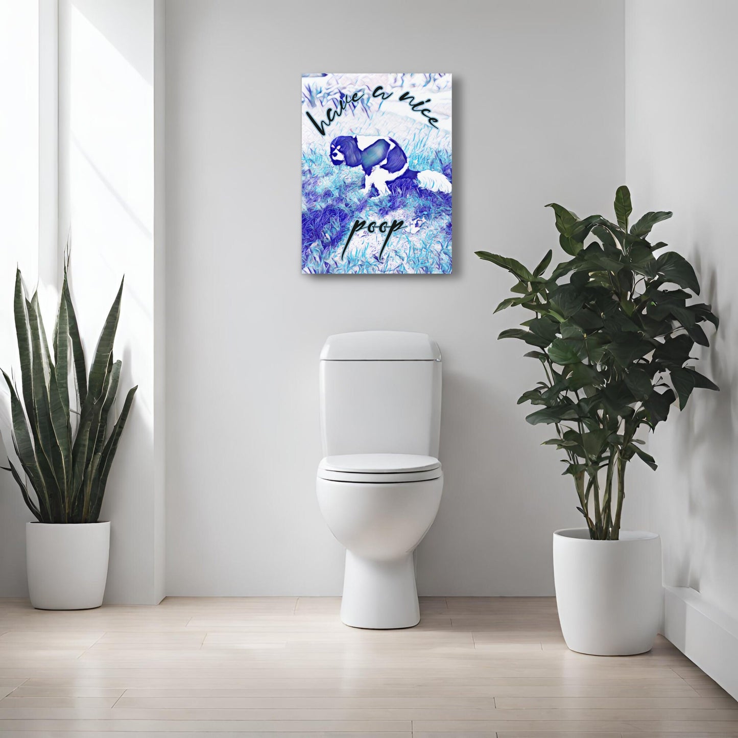 Funny Custom Bathroom Art – Blue Hue