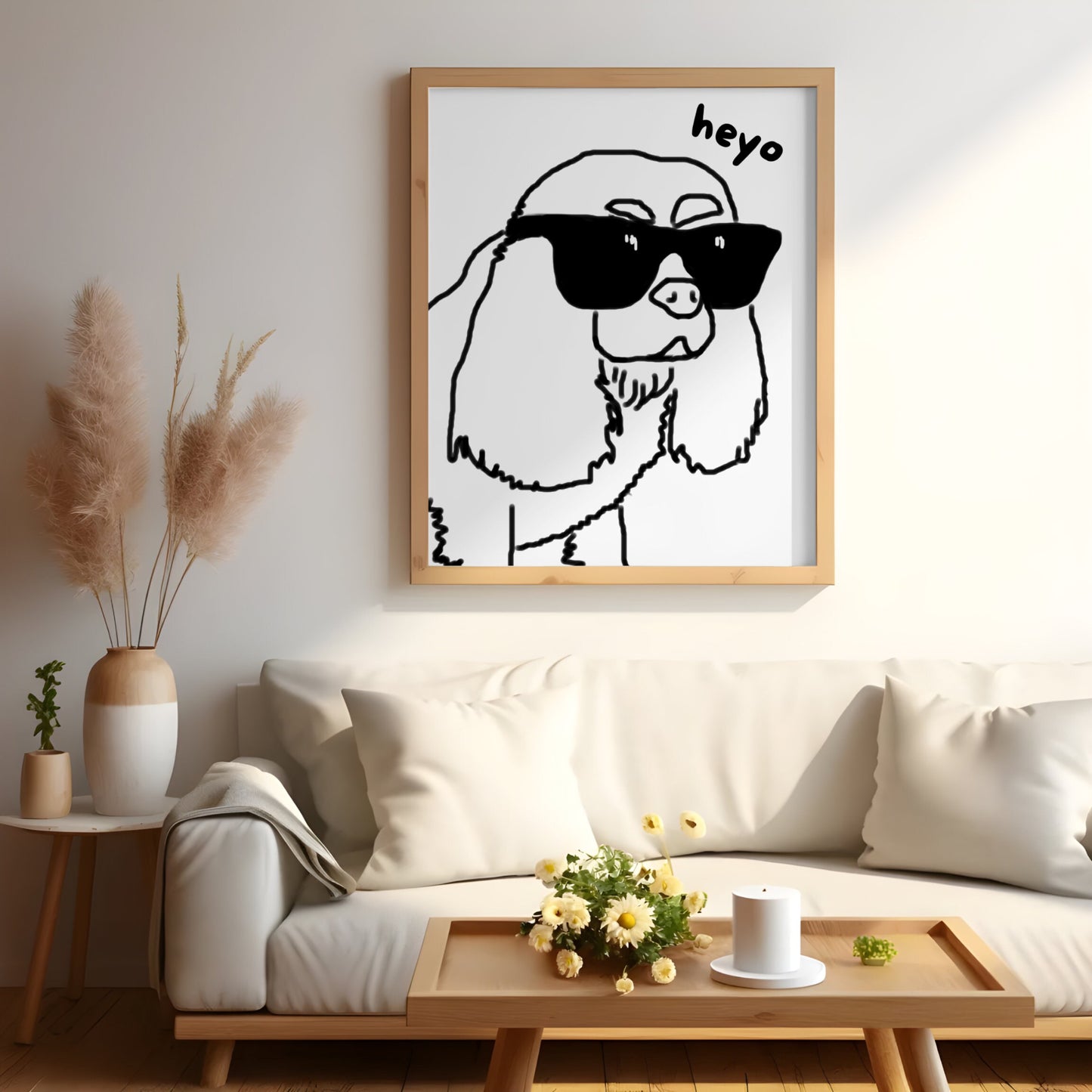 Custom Wall Art with Pet Photo Drawing - Digital - Line Art