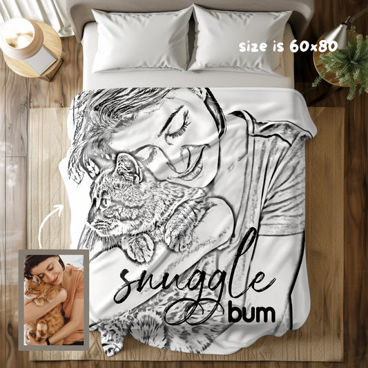 Custom Plush Blanket Using Your Photo - Sketch