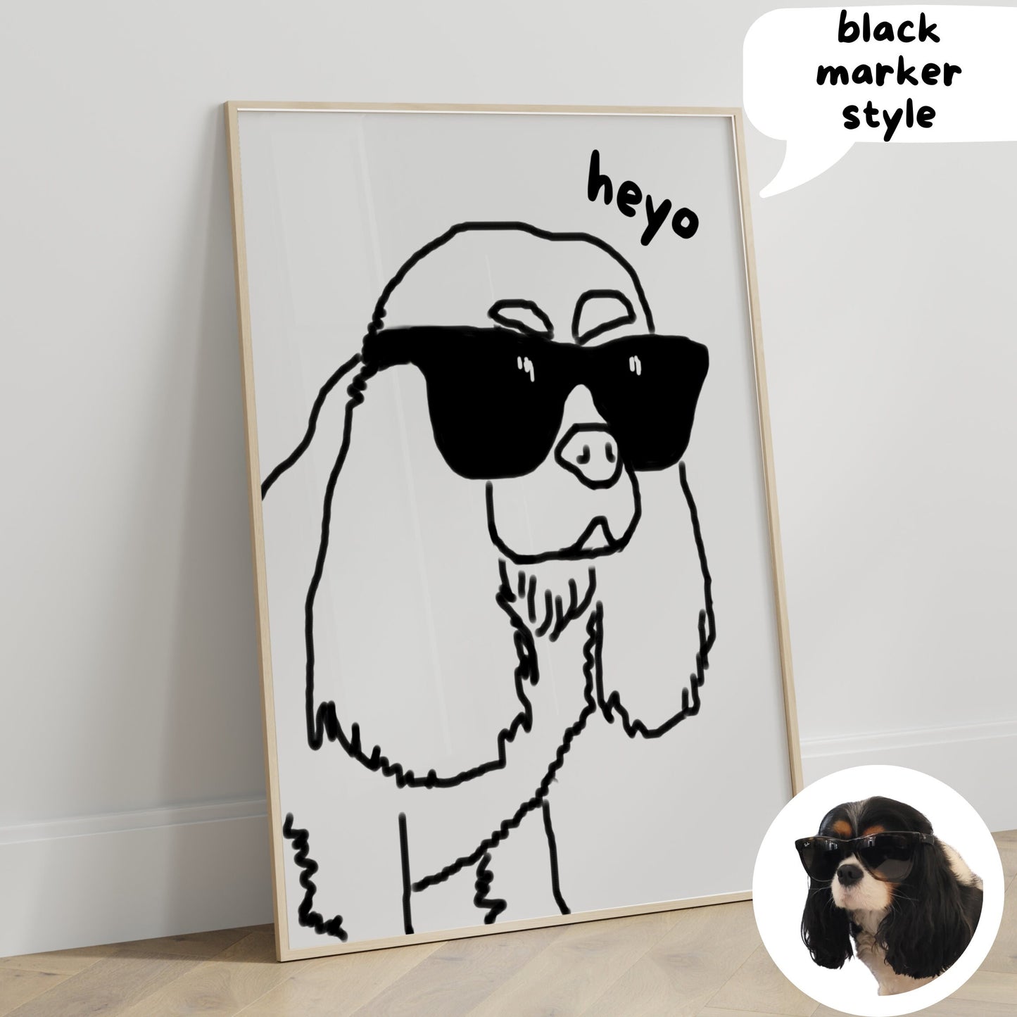 Custom Wall Art with Pet Photo Drawing - Digital - Line Art