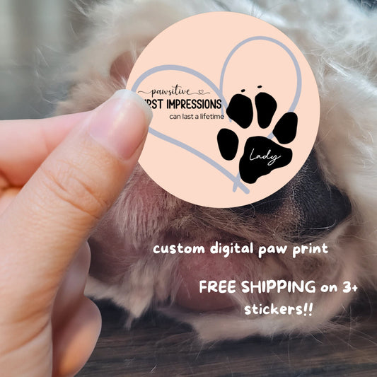 Pegatinas personalizadas con huellas digitales de patas – Peach