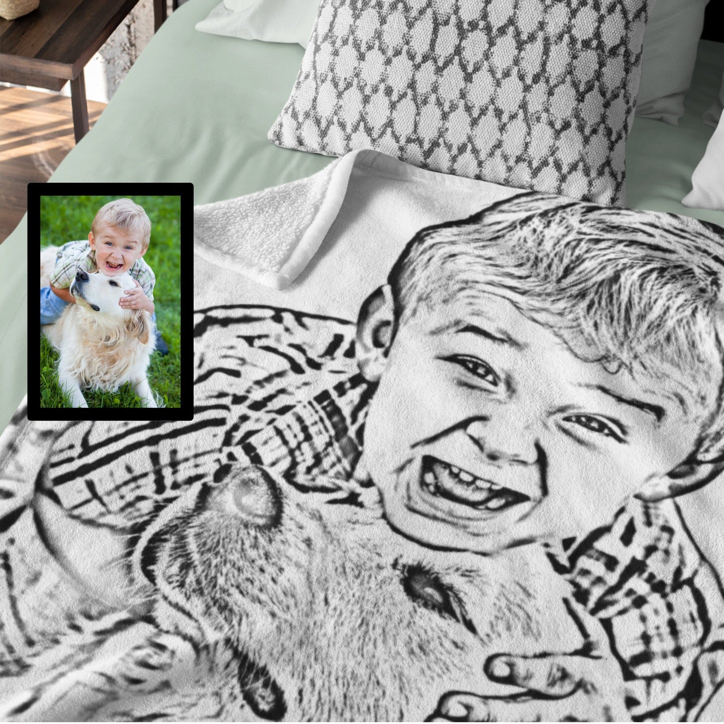 Custom Plush Blanket Using Your Photo - Sketch