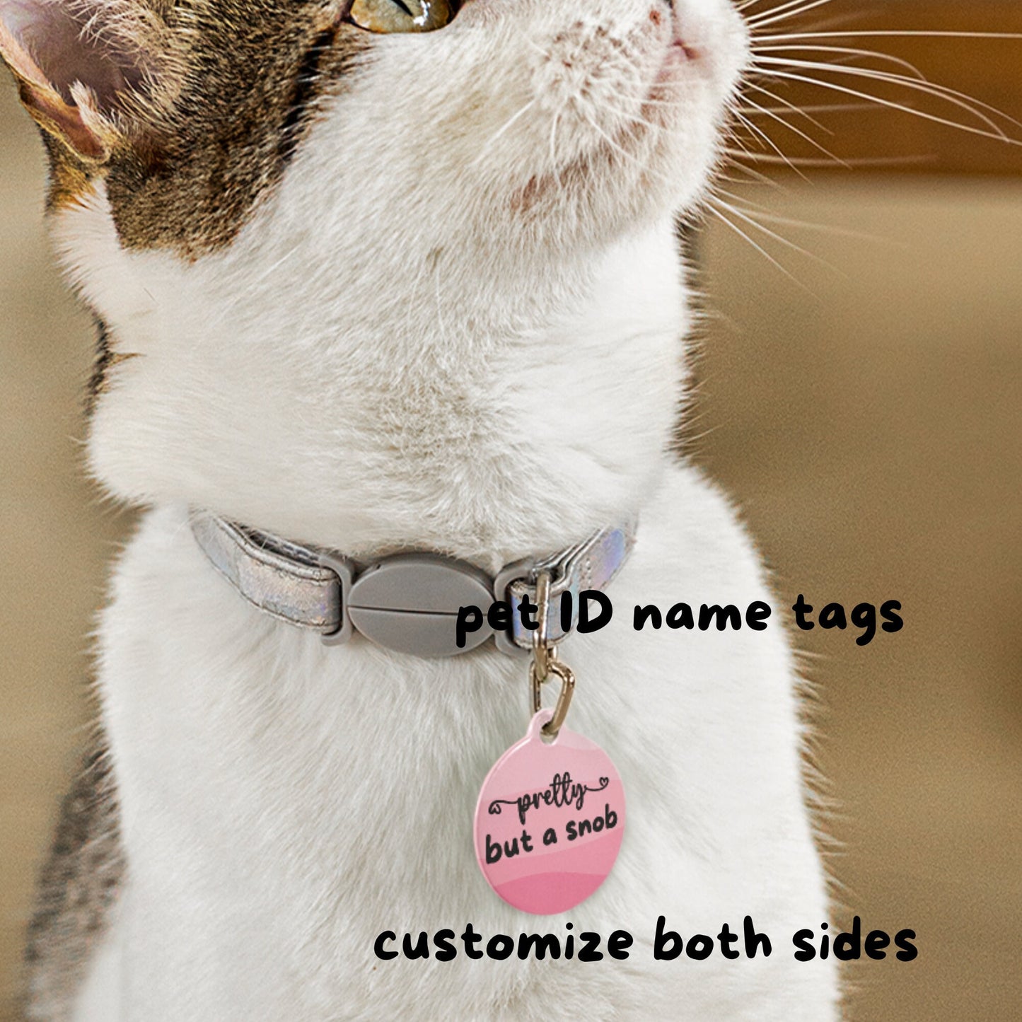 Gradient Design Dog, Cat, Pet Collar ID Tag - Pink