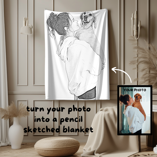 Custom Plush Photo Blanket - Pencil