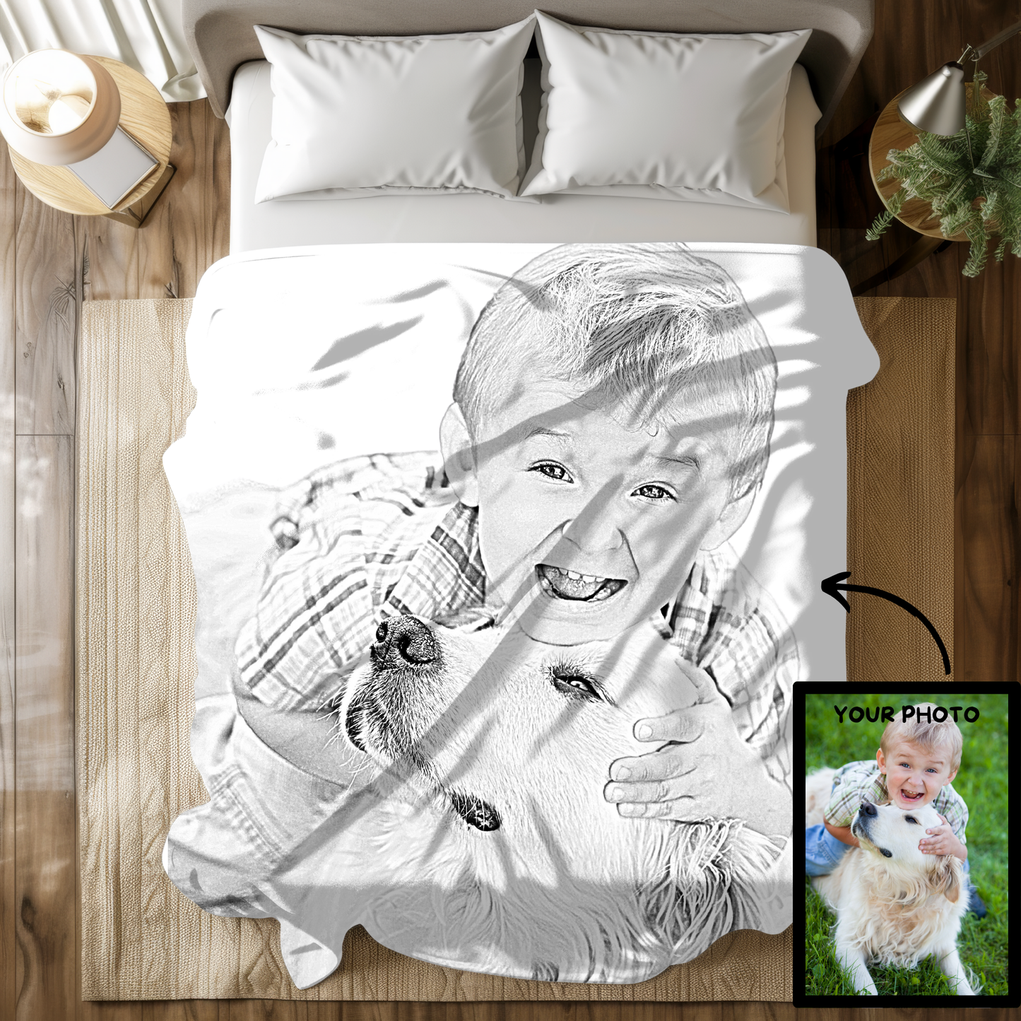 Custom Plush Photo Blanket - Pencil